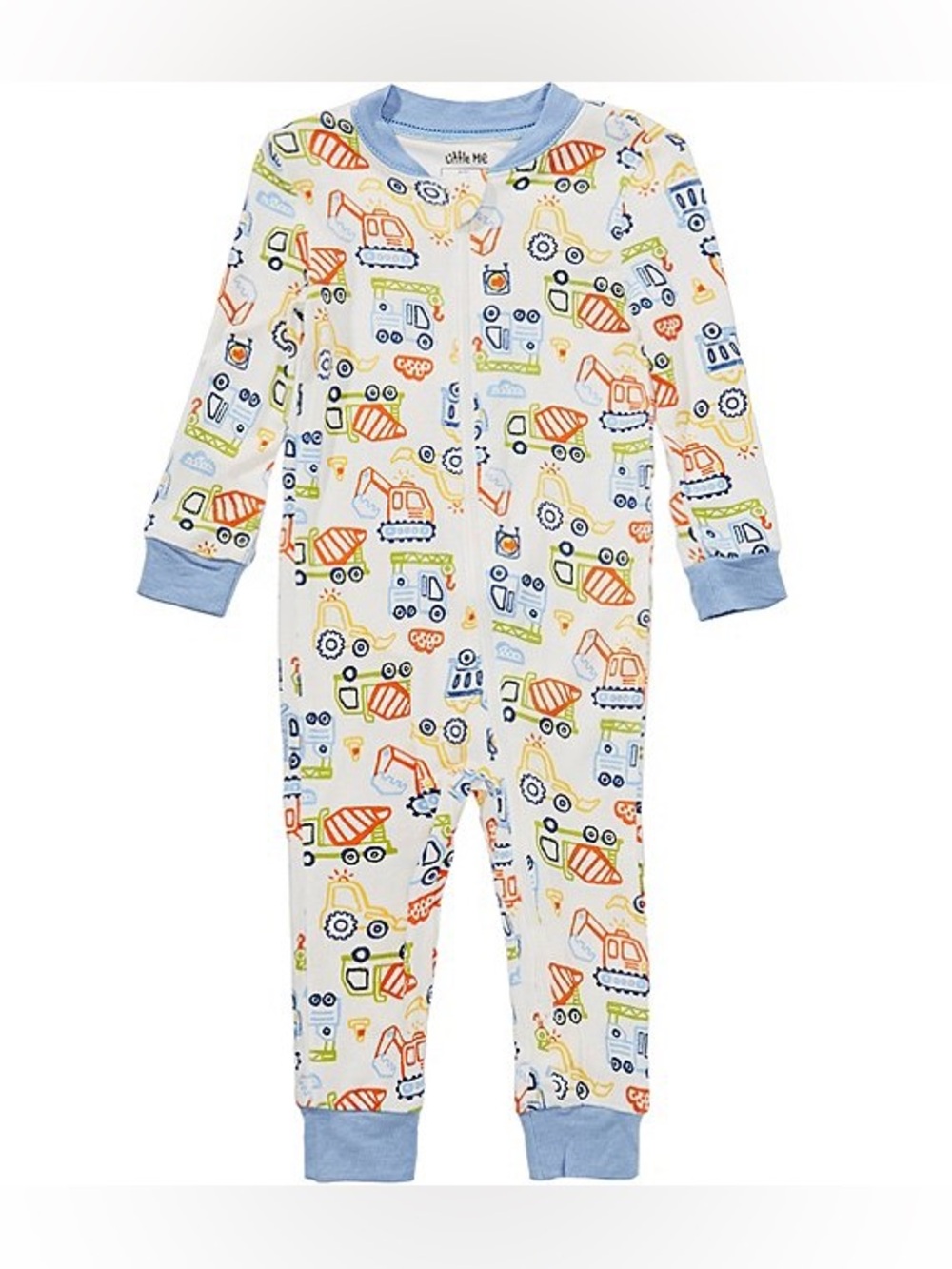 LITTLE ME | Baby Boys Bamboo Long-Sleeve Construction Vehicle Printed Coverall